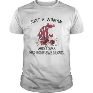 Just A Woman Who Loves Washington State Cougars Flowers Shirt